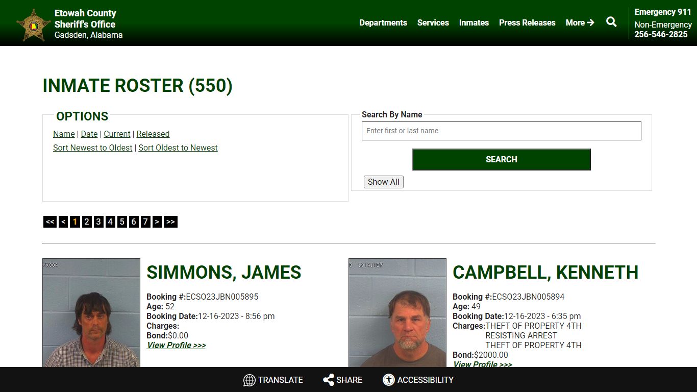 Inmate Roster (527) - Etowah County Sheriff's Office